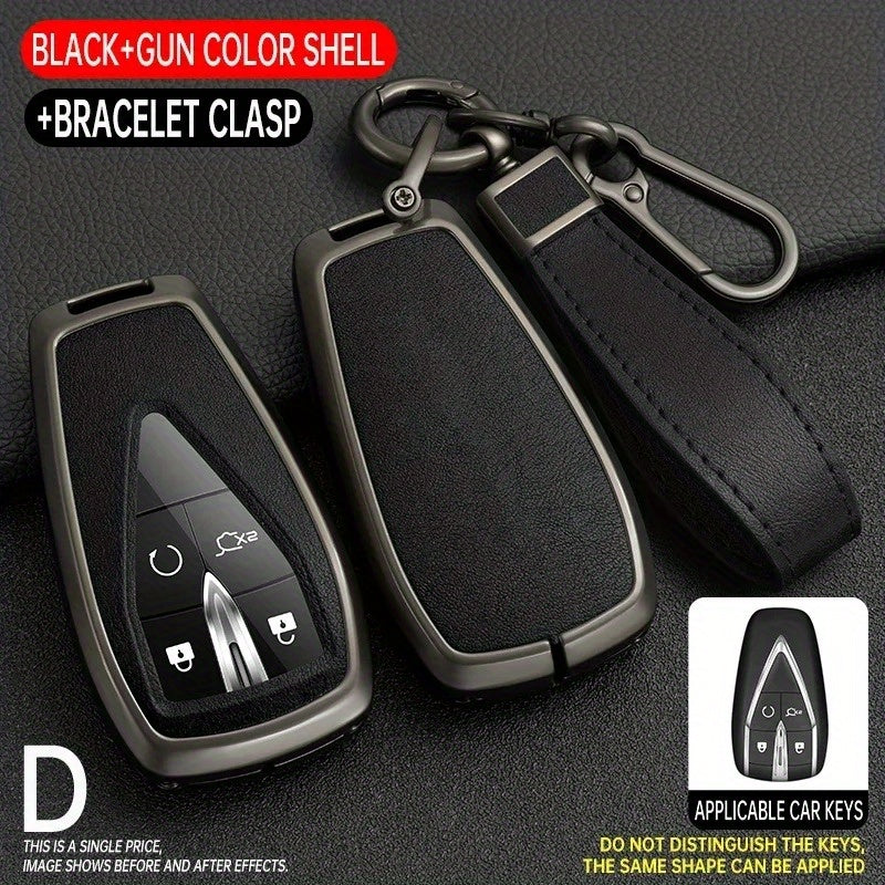 Universal Brown Leather Key Case Cover for Car Keyless Entry Protects Scratch