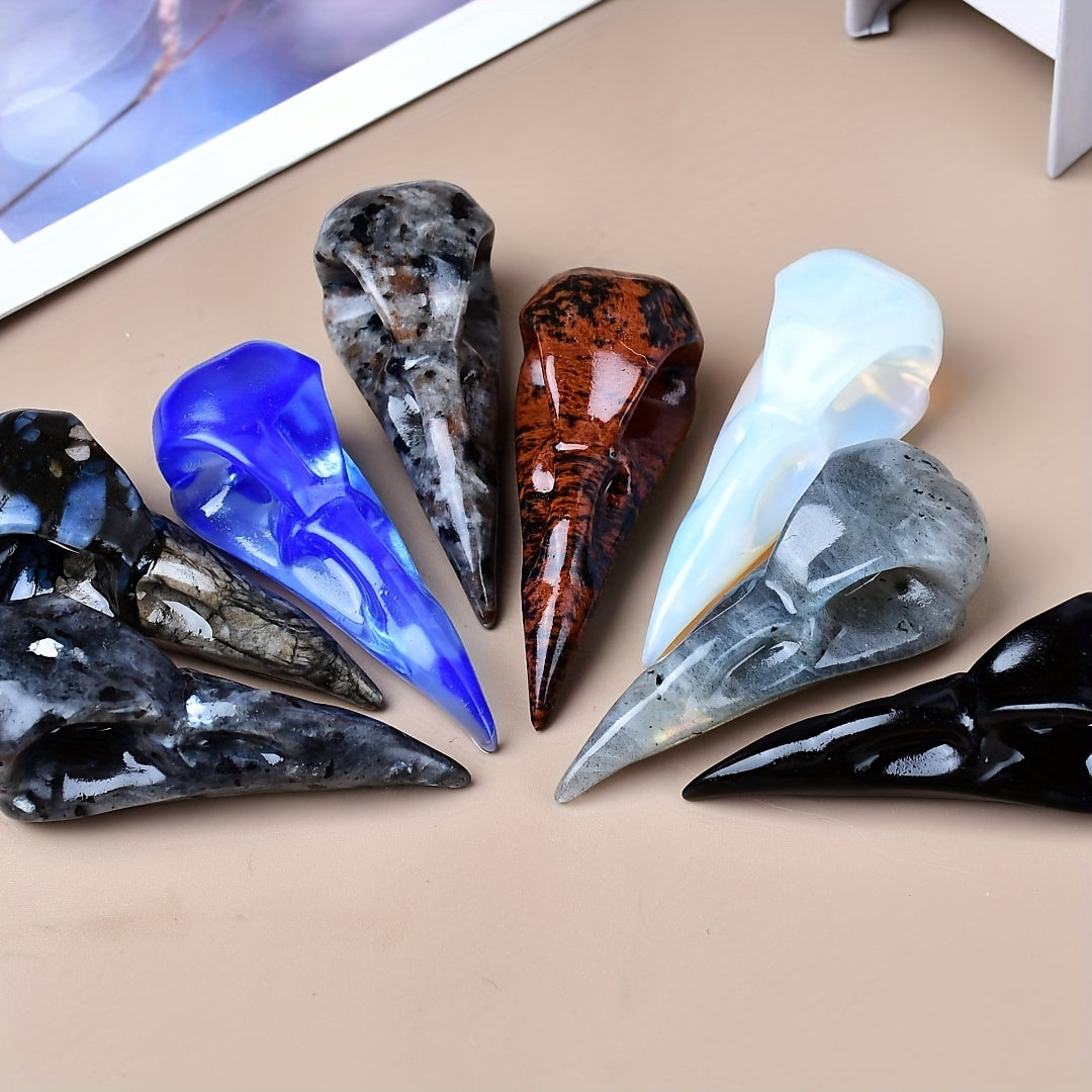 Статуэтка из кристаллизованного птичьего черепа 5 см, декоративный кристалл, подарок для дома или кармана