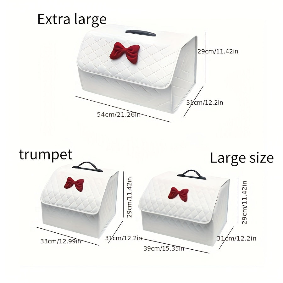 Faux Leather Car Trunk Organizer Durable Storage Box Multiple Sizes