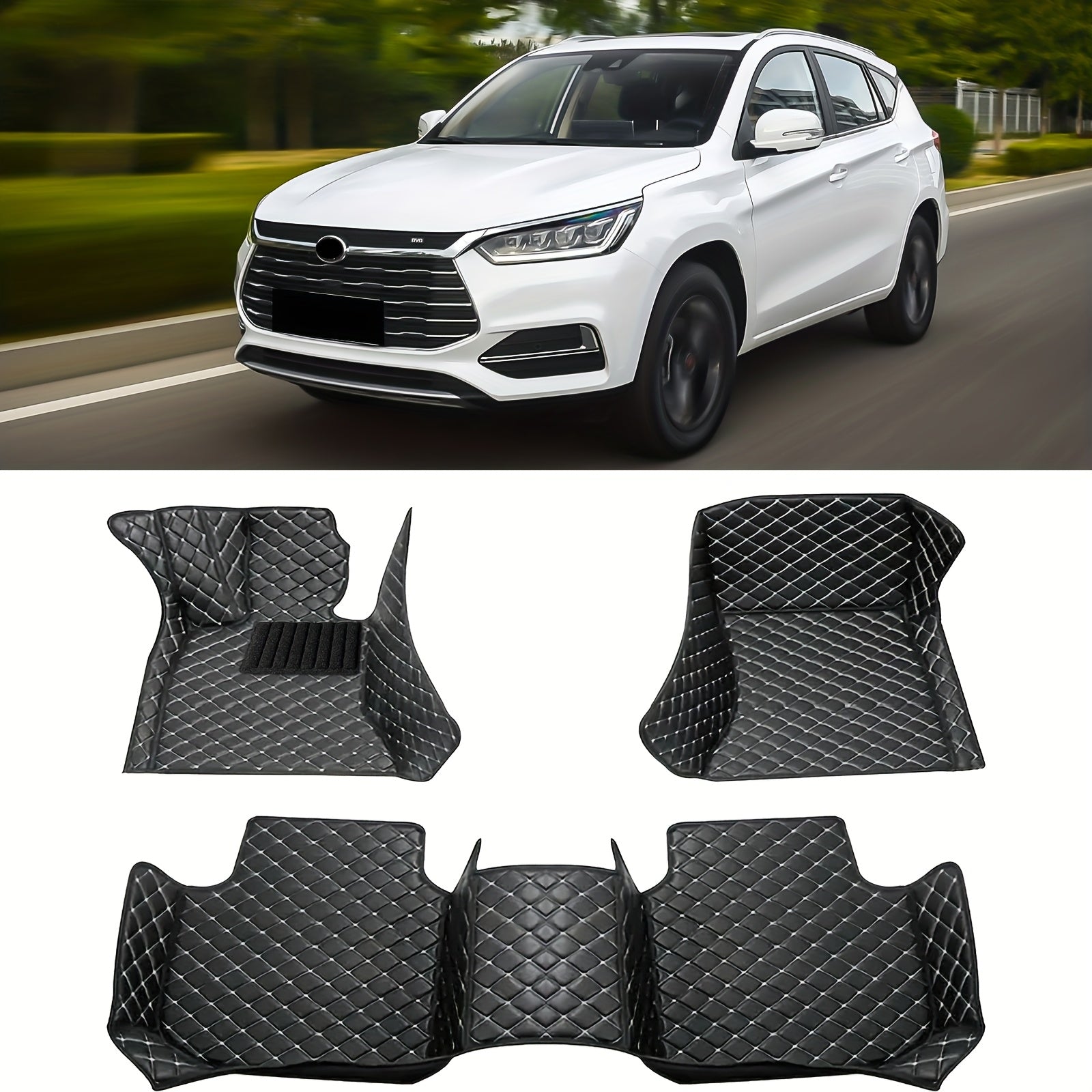 Car Floor Mat Set Leather Durable Easy to Clean for SUV Vehicles
