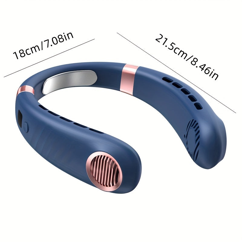 Portable bladeless neck fan with USB charging 5-speed digital display cooler for travel and camping lightweight ergonomic design