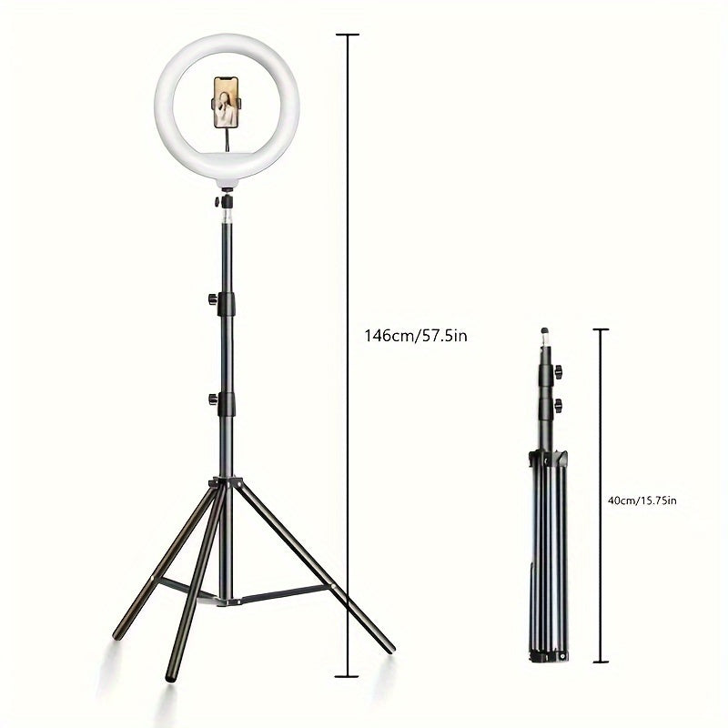 10-Inch USB Selfie LED Ring Light with Tripod Stand for iPhone Android Live Streaming Makeup Vlogging