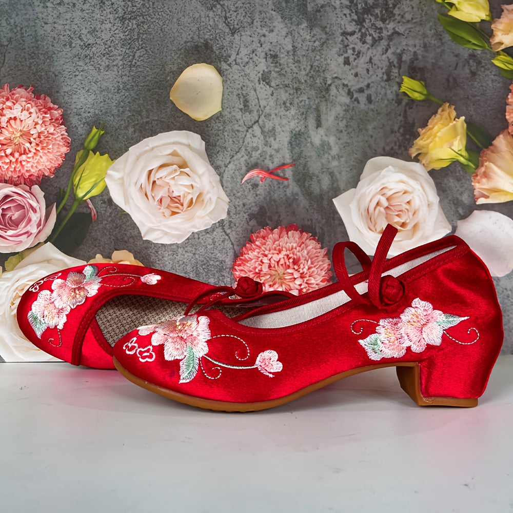 Women's Square Heel Shoes Ethnic Style Cheongsam Hanfu Light Fabric Rubber Sole