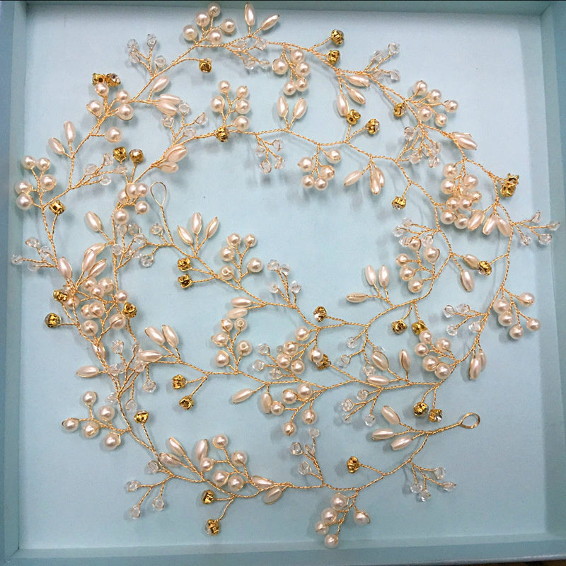 Bridal Headpiece for Weddings with Crystals Faux Pearls Hair Vine Accessories for Women