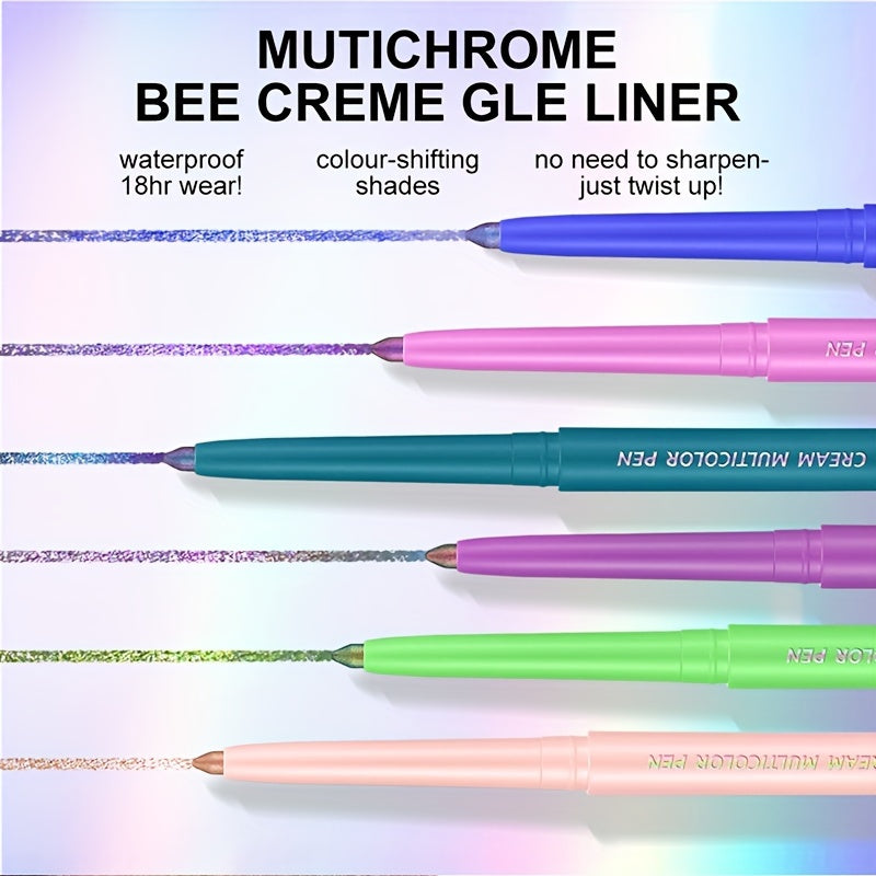 Women Color-Shifting Eyeshadow and Eyeliner Stick Waterproof Long-Lasting Vibrant Orange Pink Purple Green