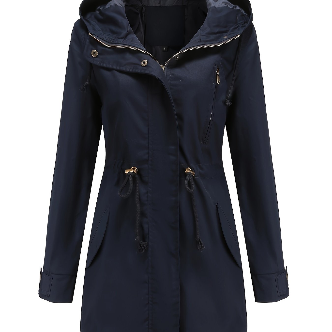 Women's Casual Windbreaker Jacket with Hooded Design, Waist Cinching, Slimming Fit, All-Season Outdoor Sportswear