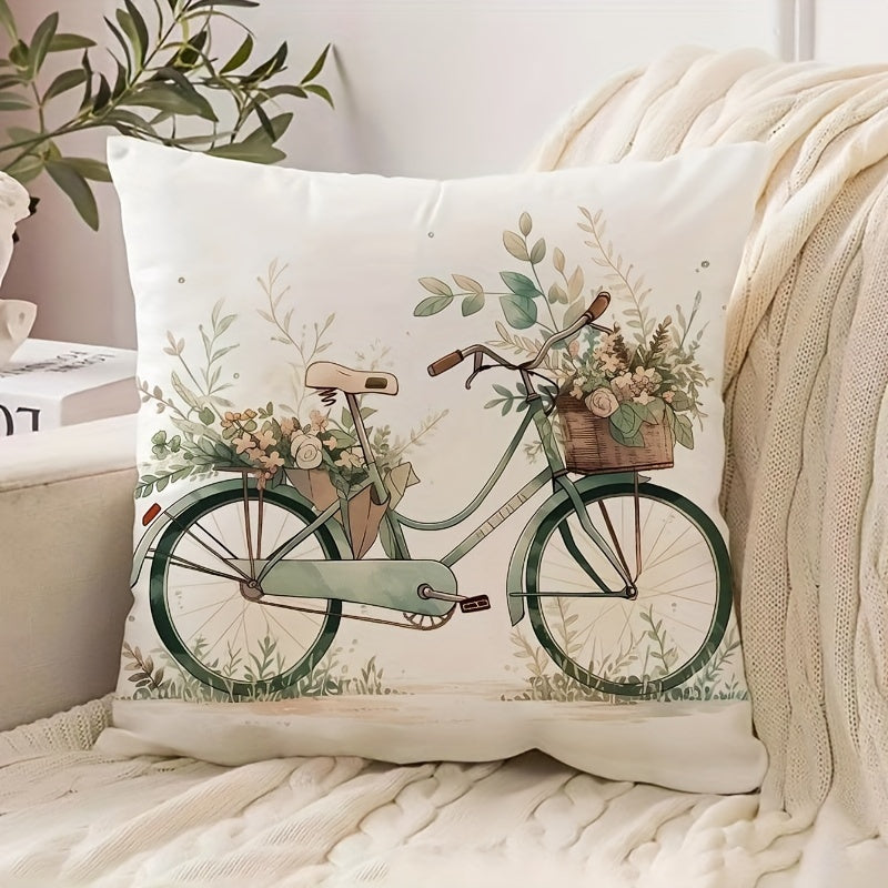Bicycle Pattern Cushion Cover for Sofa Living Room Modern Fabric Pillow 46.18cm