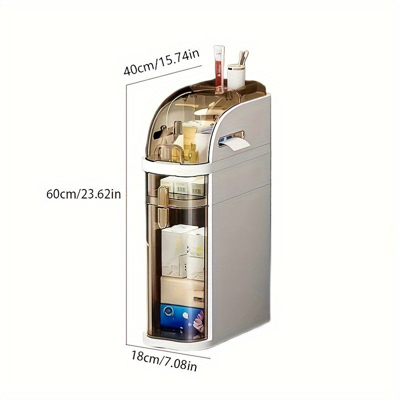 Plastic Storage Cabinet with Window Waterproof Flip Top for Bathroom Kitchen Living Room Office
