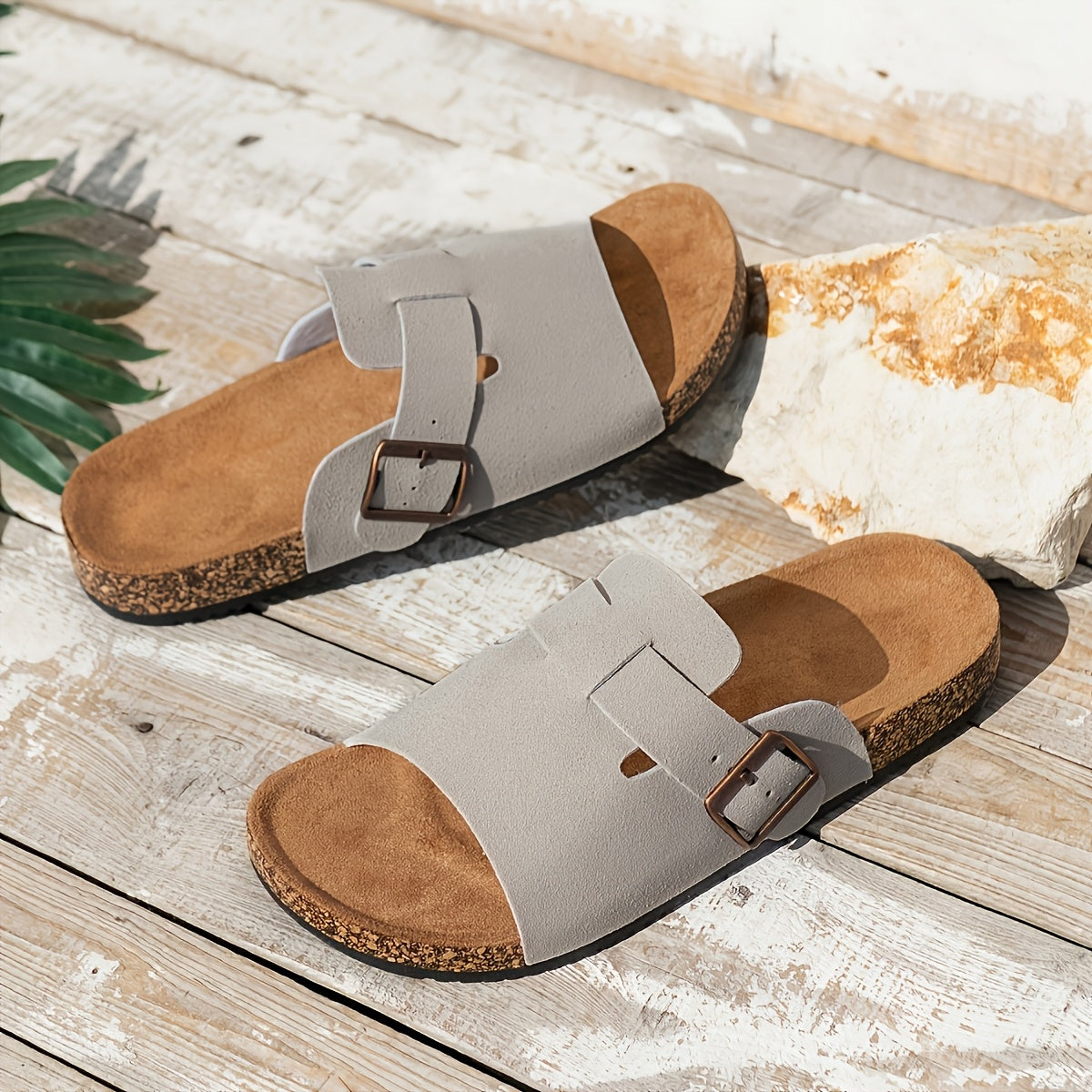 Sandalias vintage para hombre con correa de hebilla, parte superior suave, forro transpirable, plantilla acolchada y suela de PVC duradera