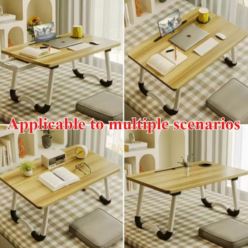 Foldable Laptop Desk with Sturdy Fiberboard Material and Spacious Desktop for Dorms and Study