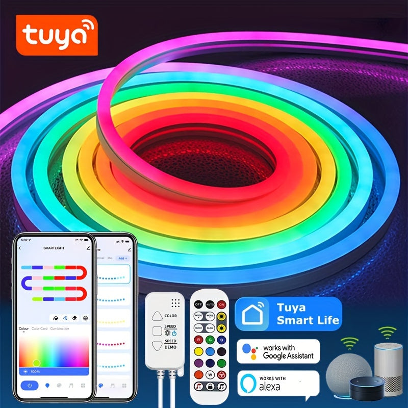 RGBIC Neon LED Strip Lights 1M-10M Wi-Fi Music Sync Voice Control Space Theme