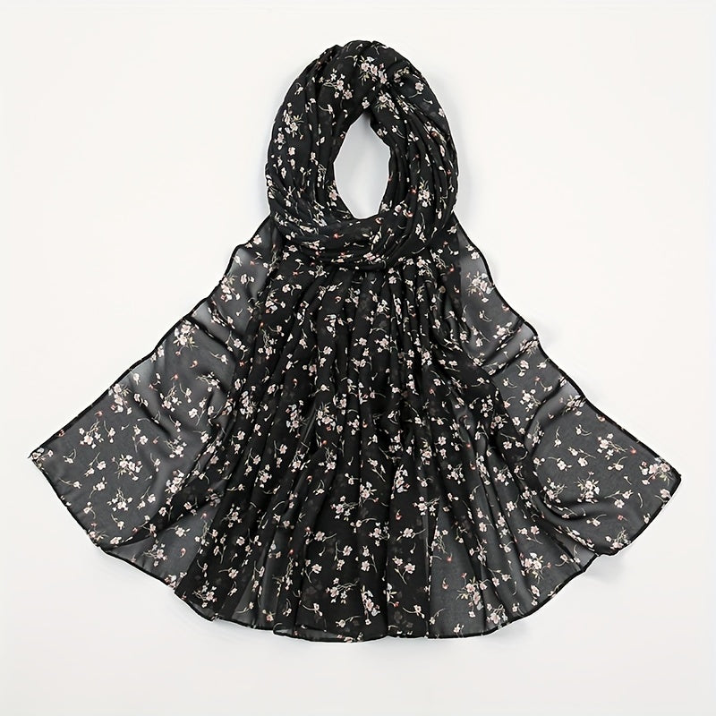 Set of 5 Elegant Chiffon Hijabs with Faux Pearl Pins for Valentine's and Mother's Day