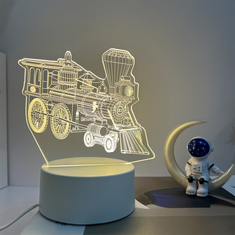 3D Train Night Light LED Warm Light for Bedroom Study Gaming Room Gift
