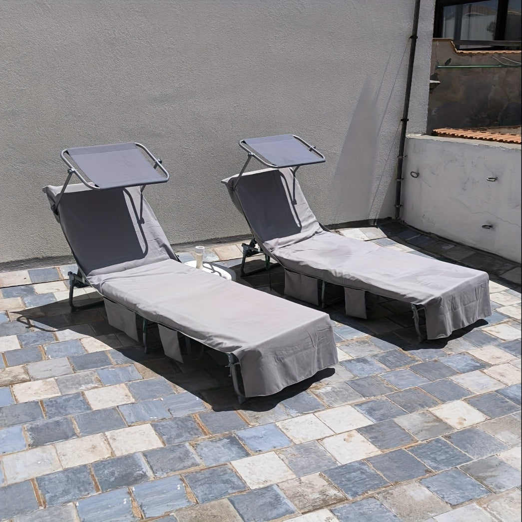 Microfiber Beach Chair Cover Gray Outdoor Poolside Protective Slipcover