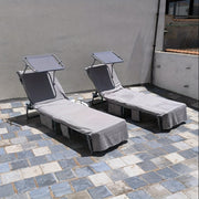 Microfiber Beach Chair Cover Gray Outdoor Poolside Protective Slipcover