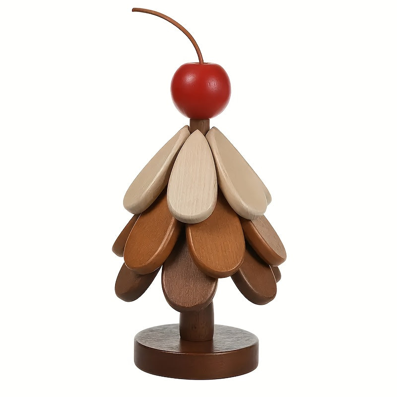 Set of 3 Wooden Christmas Tree Coasters for Hot Dishes and Drinks