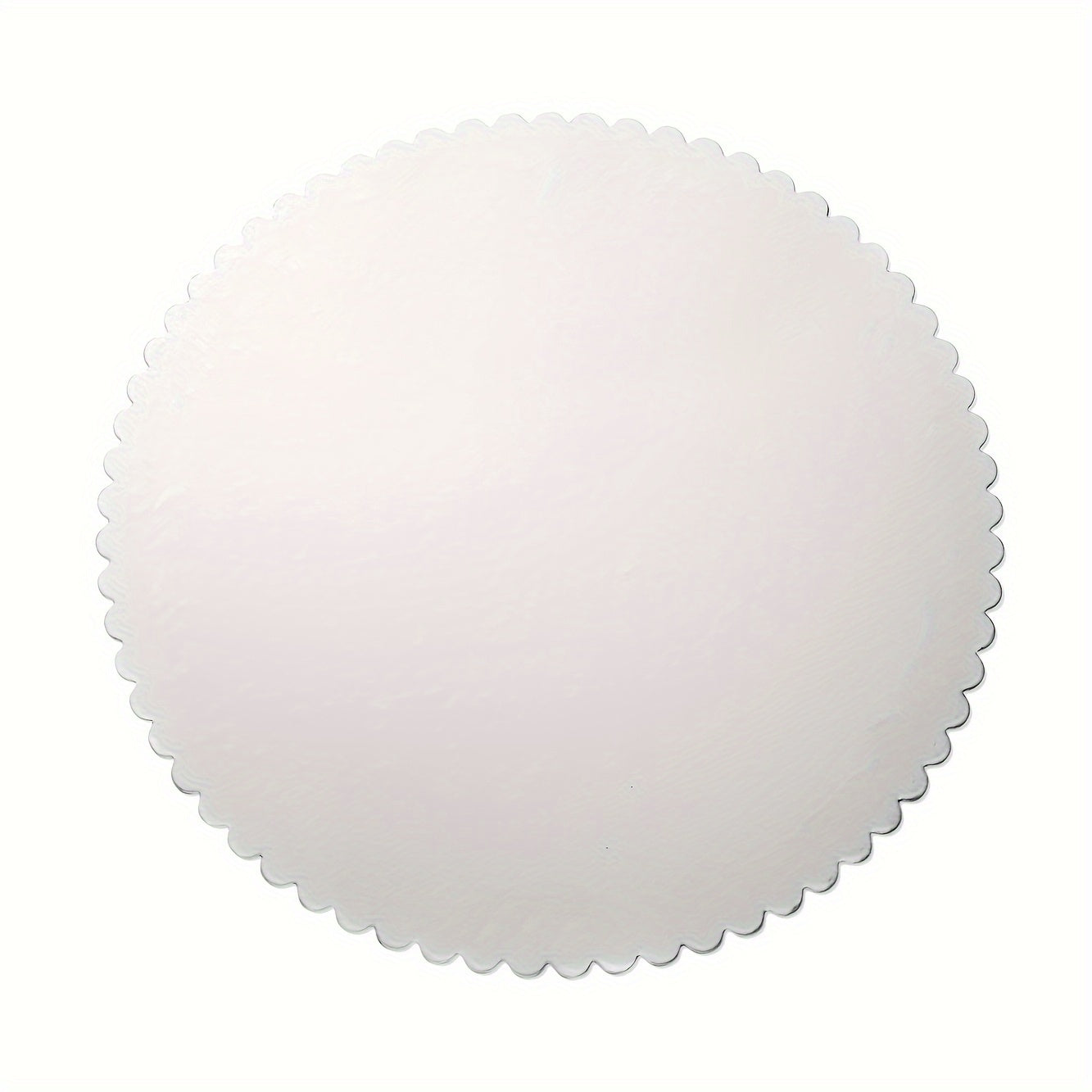 Set of 10 Silver Round Cake Boards with Scallop Edge, Disposable, Grease Proof