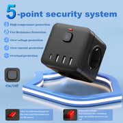 Regleta de 8 en 1 con protección contra sobrecargas, USB Tipo-C, enchufe europeo para hogar, oficina y cocina