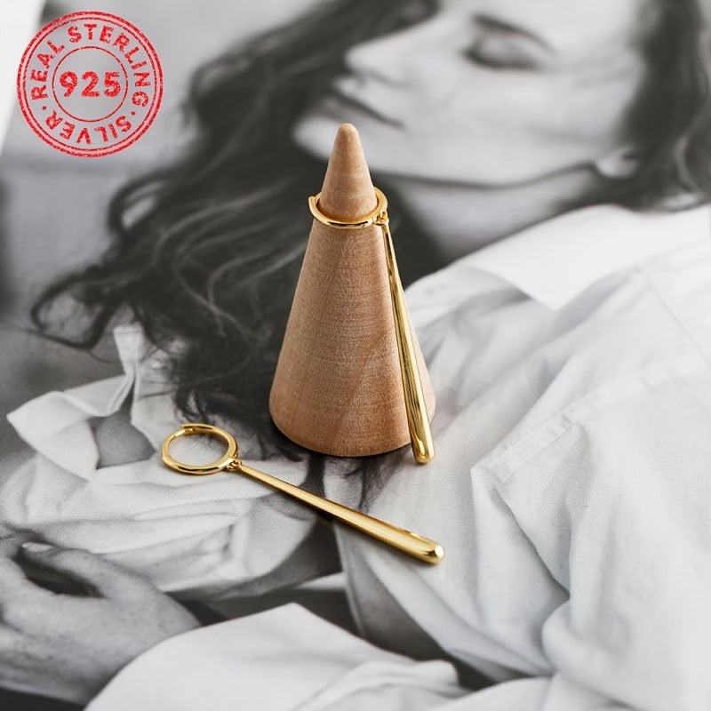 Sterling Silver Uzun Tashlash Quloqchinlar Suv Teshik Dizayni Oltin Rangli Zamonaviy Zargarlik