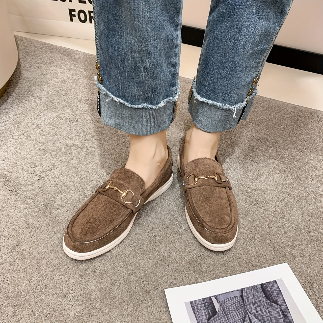 Women's Casual Loafers Flat Mary Jane Shoes Buckle Closure All-Season