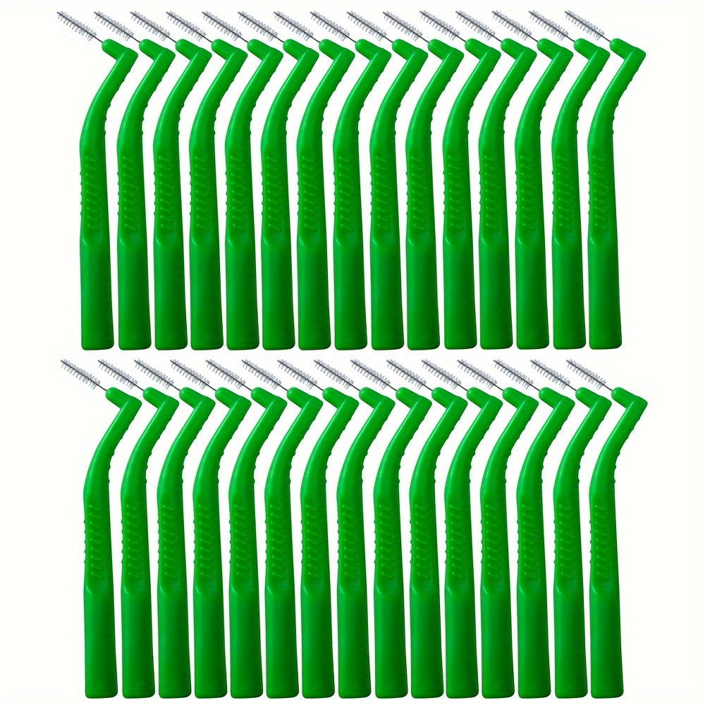30 Pcs Angled Interdental Brushes Durable PE Ergonomic Handle Multi-Color
