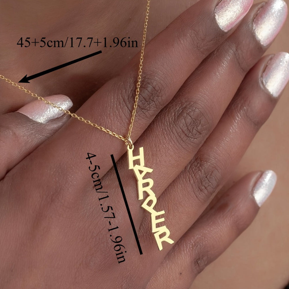 Naychali po'latdan yasalgan maxsus ismli pandantli marjon - Katta harf dizayni, shaxsiylashtirilgan, zamonaviy minimalist zargarlik, har kuni kiyish va Sevishganlar kuni, Onalar kuni, Halloween va Rojdestvo kabi bayramlarda sovg'a berish uchun ideal.