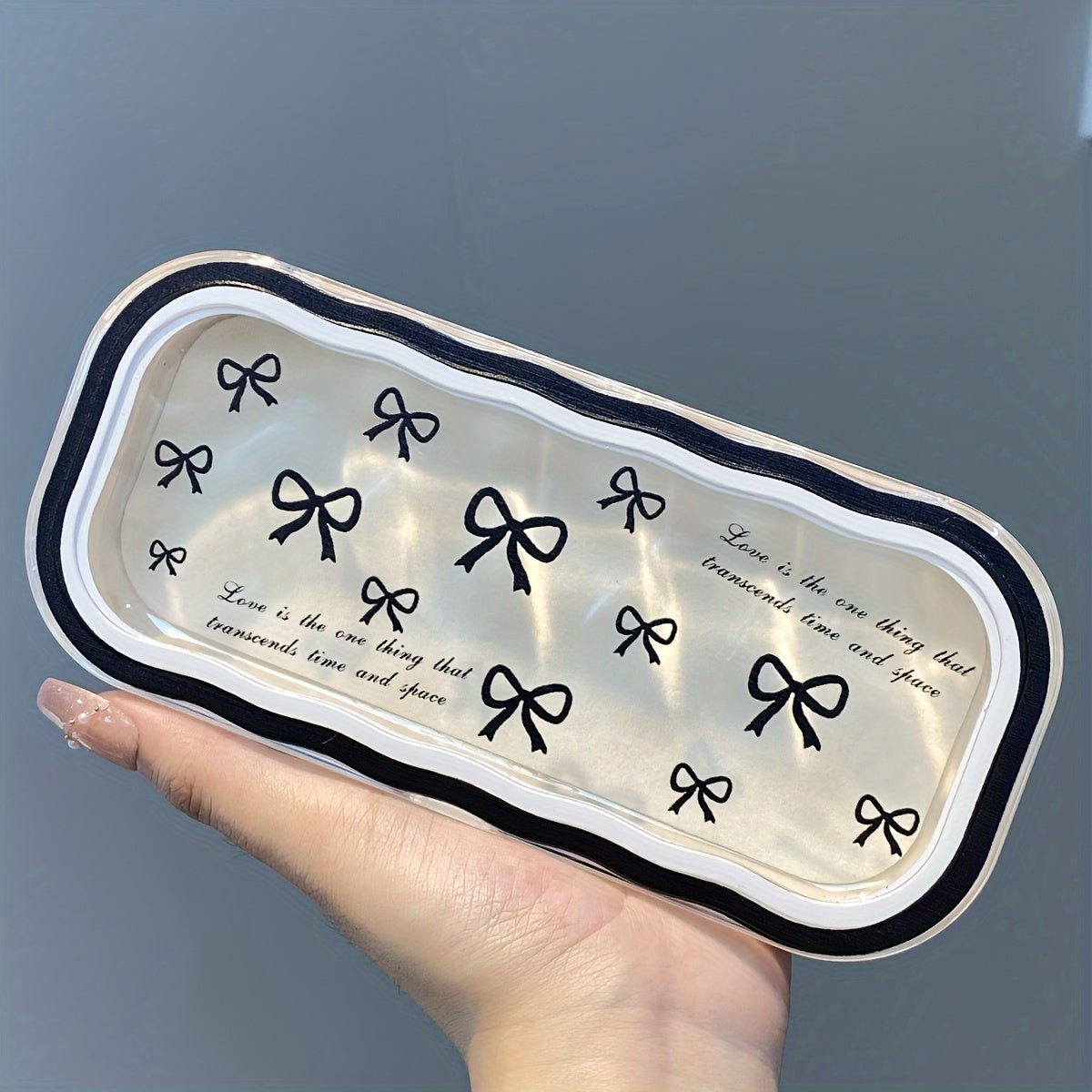 Protective Eyeglass Case with Bow Pattern Lightweight Plastic Storage for Glasses