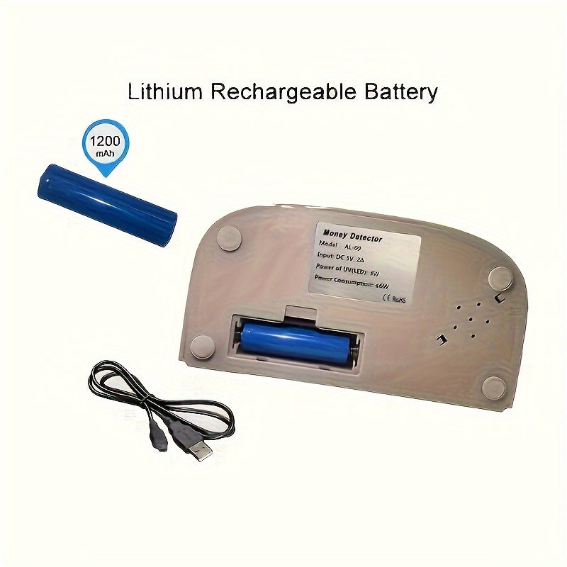 Power-Saving Currency Detector with Purple Light and Rechargeable Battery