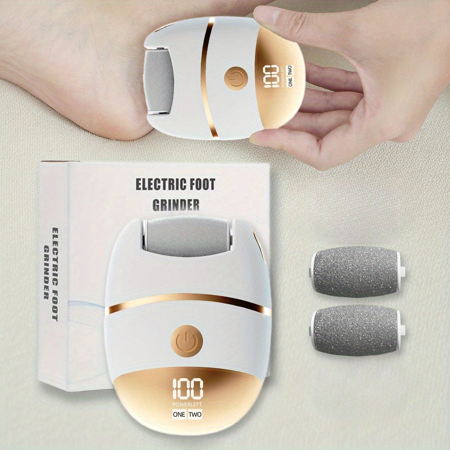 Rechargeable Electric Foot Grinder with 2 Spare Heads for Cracked and Hardened Feet