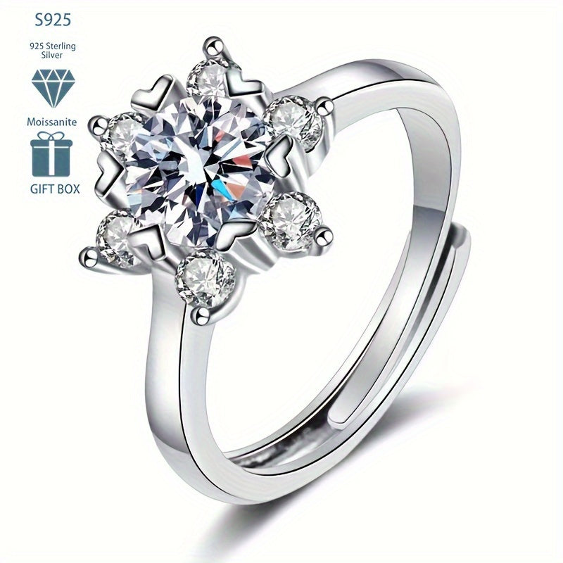 Bague de fiançailles en moissanite de 1 carat en argent avec 5 couleurs pour mariages et événements spéciaux