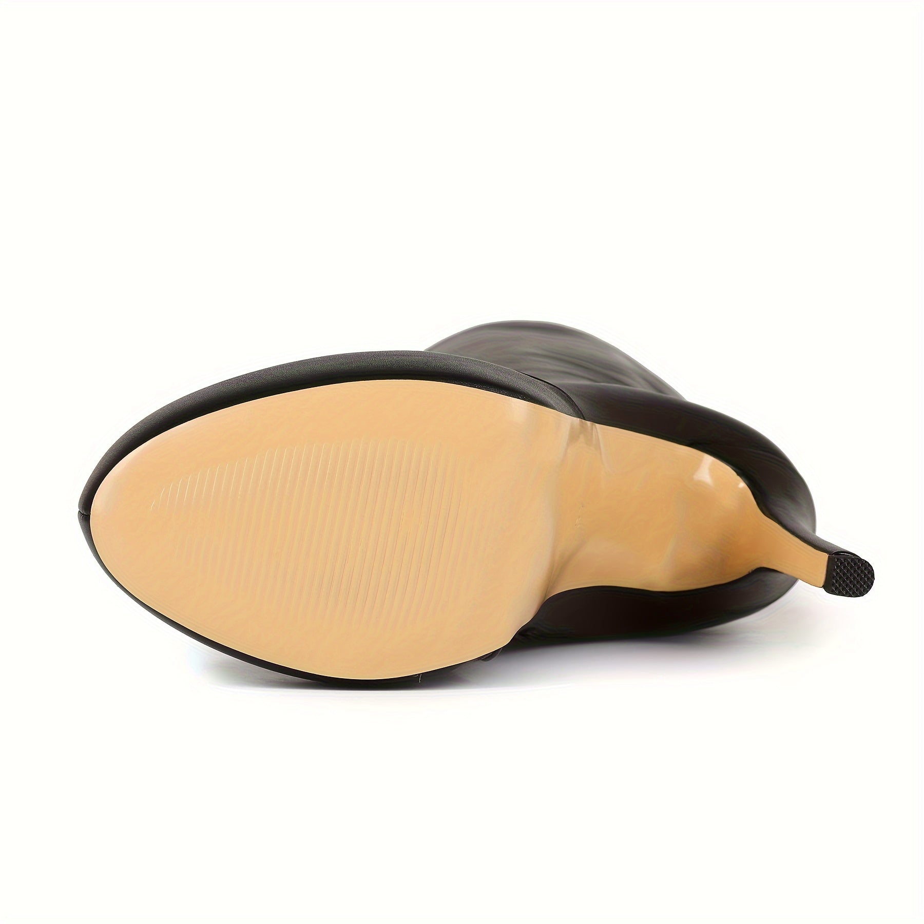 Ayollar uchun charm uslubidagi knight botinkalari, platforma poyabzal va zippersiz