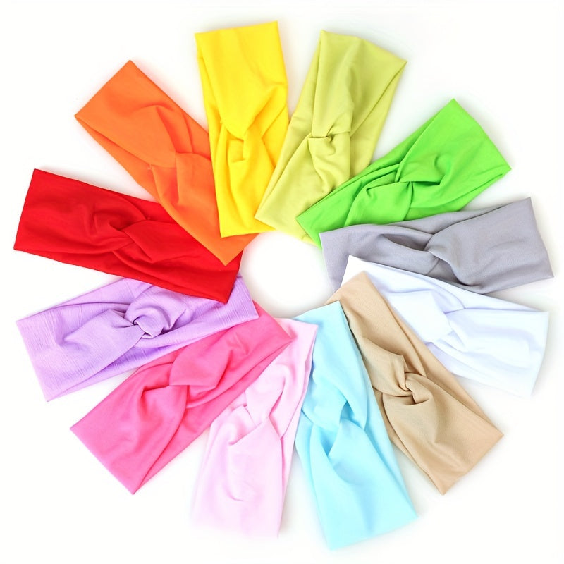 Set of 24 Solid Color Wide Brim Headbands Non-Slip Elastic Sweat-Absorbent for Yoga Gym Sports