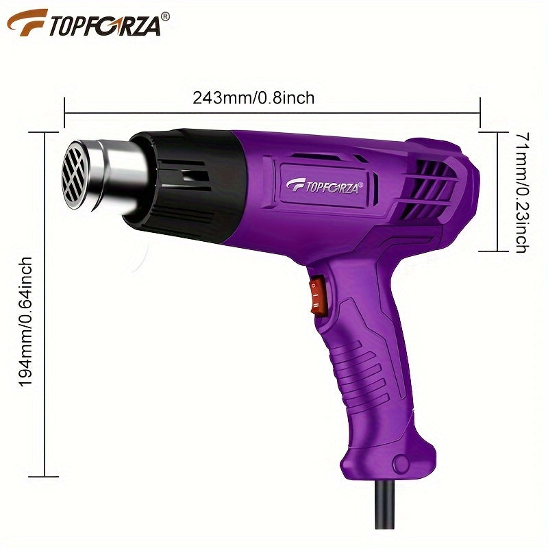 1200W Dual-Temperature Heat Gun with Nozzles for Shrinking PVC and Paint Stripping