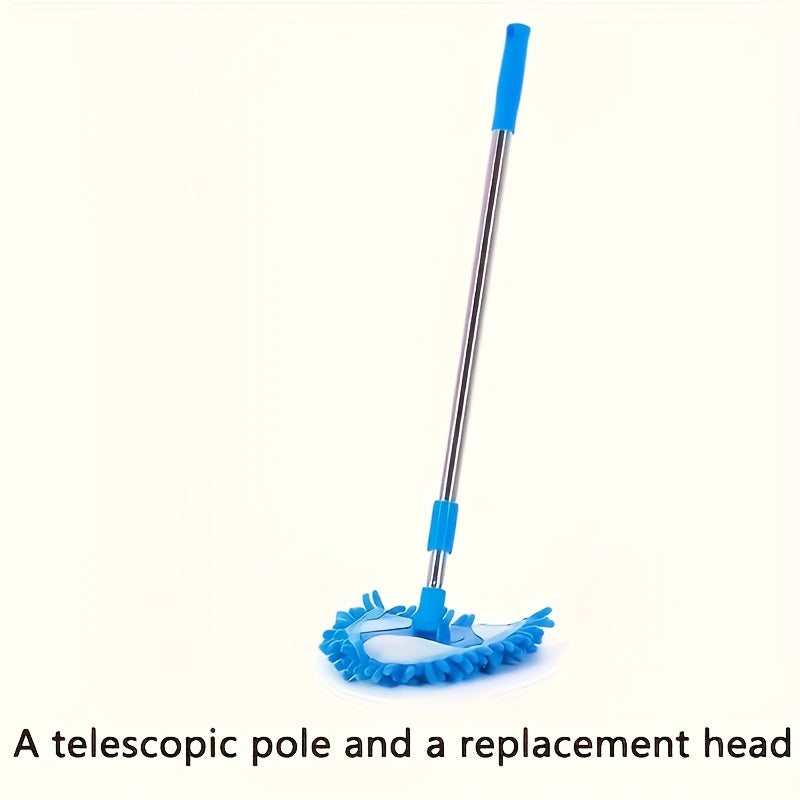 Triangle Dust Removal Lazy Mop for Walls Ceilings Tiles and Floors Telescopic with Mini Flannelette Cloth