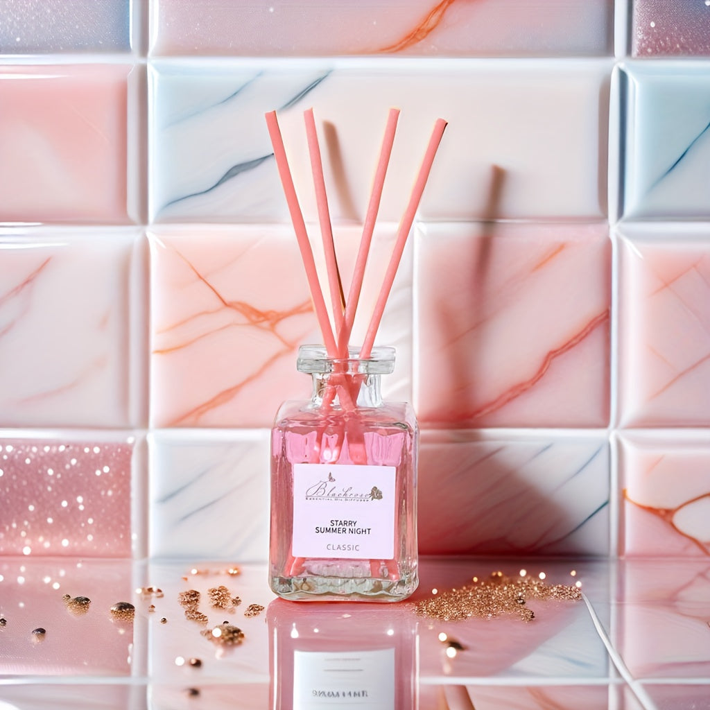 Difusor de varillas de lavanda de 50 mL en botella de vidrio para decoración de hogar y oficina