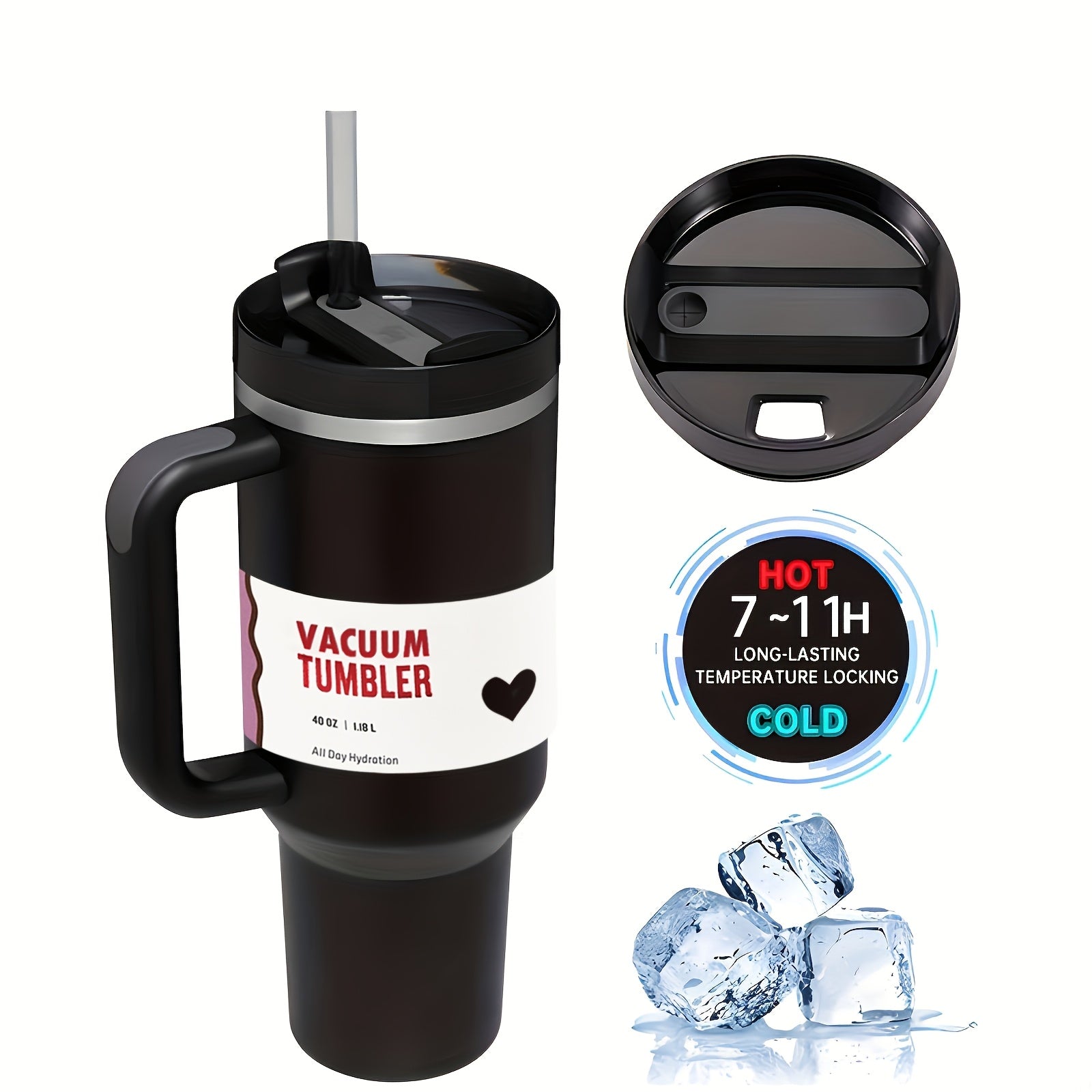 40oz Stainless Steel Travel Mug with Lid and Straw Double Wall BPA-Free Shatterproof Oval Design