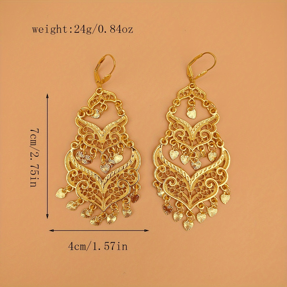Women's Tassel Earrings with Long Metal Hollow Drop Design for Festivals and Celebrations