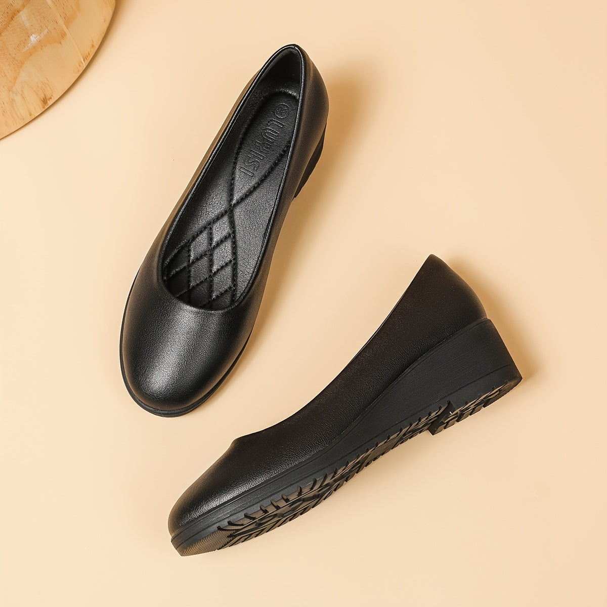 Женские туфли-лодочки на танкетке черные Mary Jane с нескользящей подошвой и комфортной посадкой