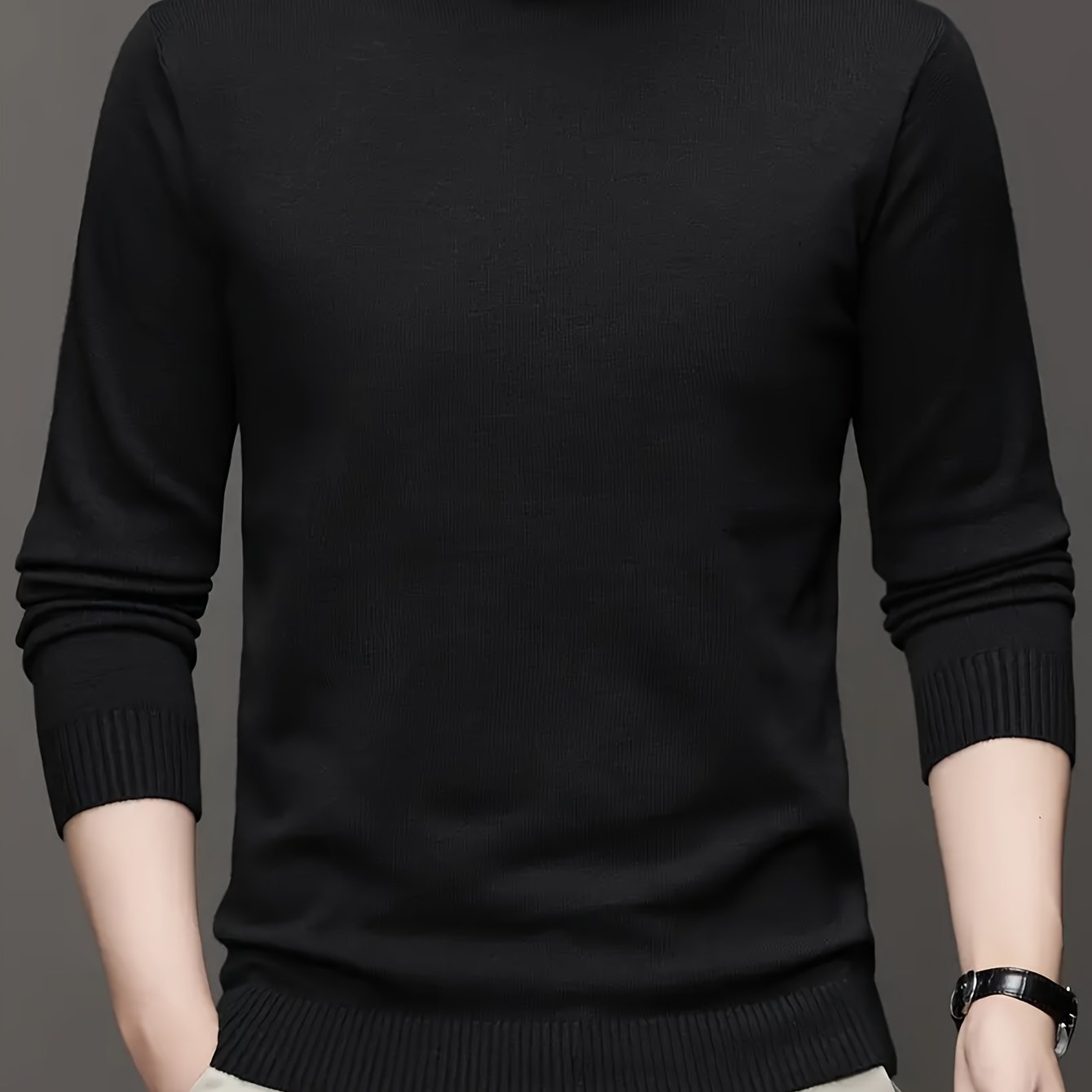 Men's Solid Color Turtleneck Sweater Knit Pullover Fall Winter Warm Casual