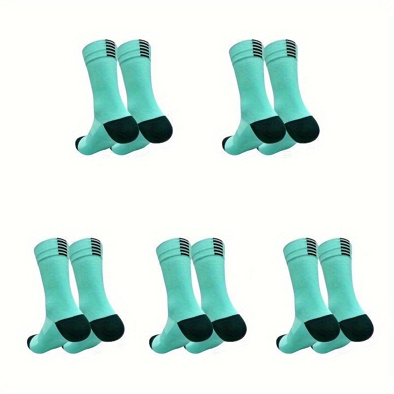 Unisex Cycling Compression Socks Breathable Elastic for Outdoor Sports Running 5 Pairs