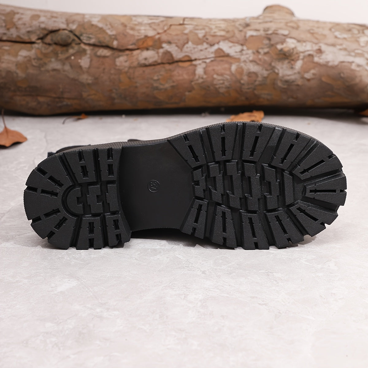 Women's Faux Leather Chunky Sole Mid-Calf Ankle Boots with Low Heel