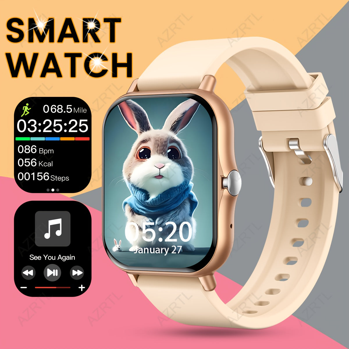 1.83-Inch Full Touch Screen Smartwatch with Call Message Pedometer Sports Modes Compatible with IOS Android