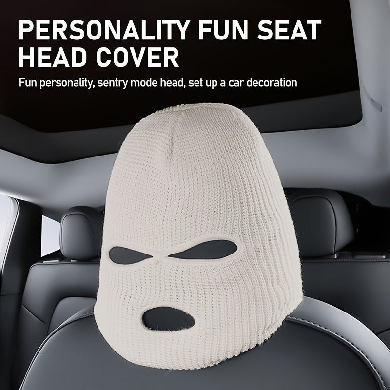 Universal Polyester Car Headrest Covers 2pcs Full Face Mask Design