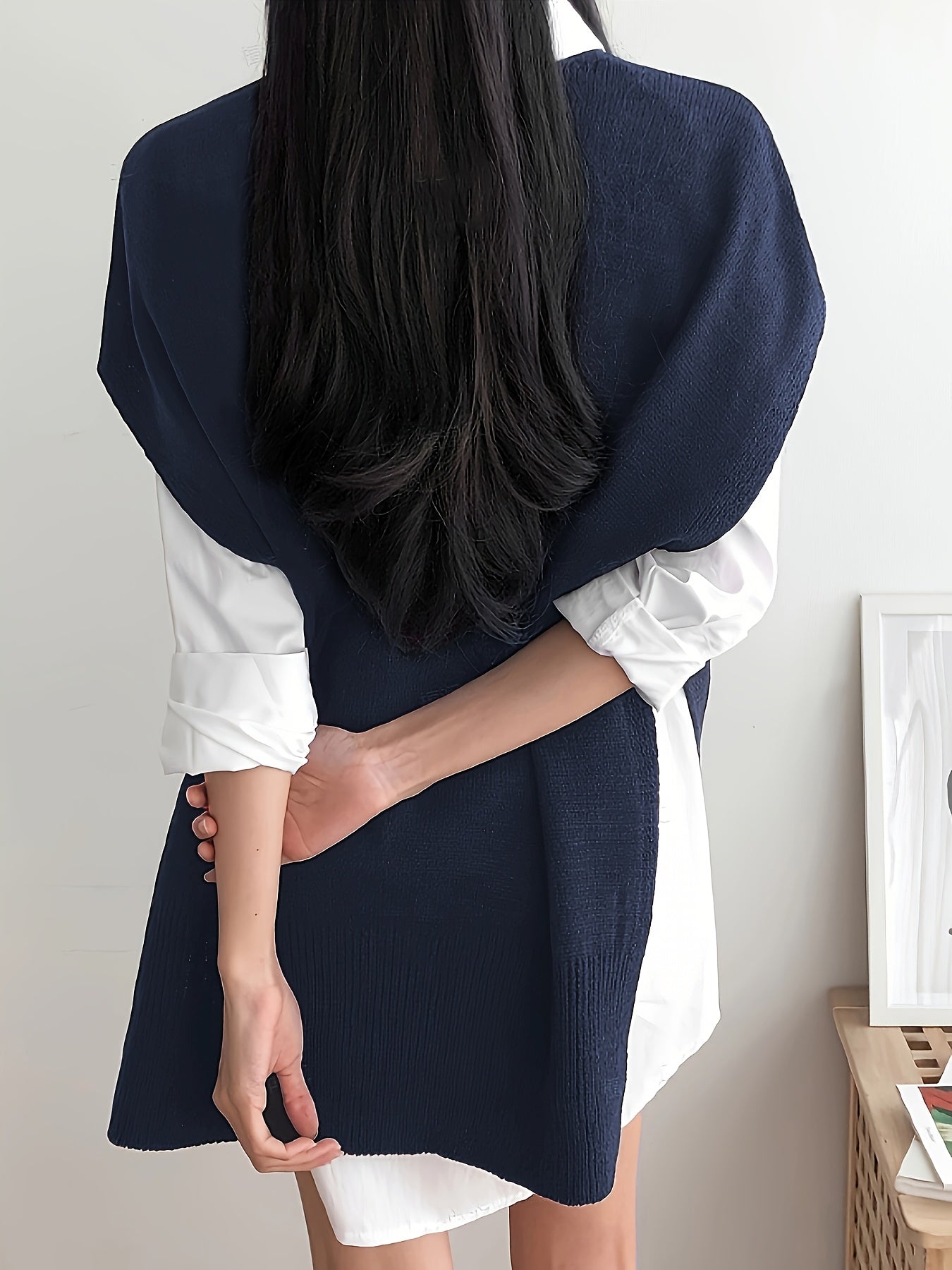 Women's Plus Size V-Neck Slit Top Stretchy Semi-Sheer Blouse