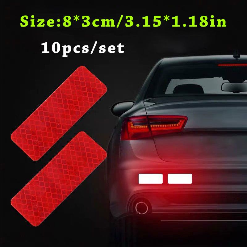 10pcs Car Bumper Reflective Stripe Stickers for Night Safety and Style