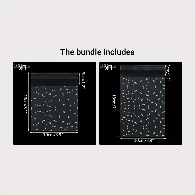 Set of 100 Clear Plastic Bags with Polka Dots for Cookies Treats Baked Goods