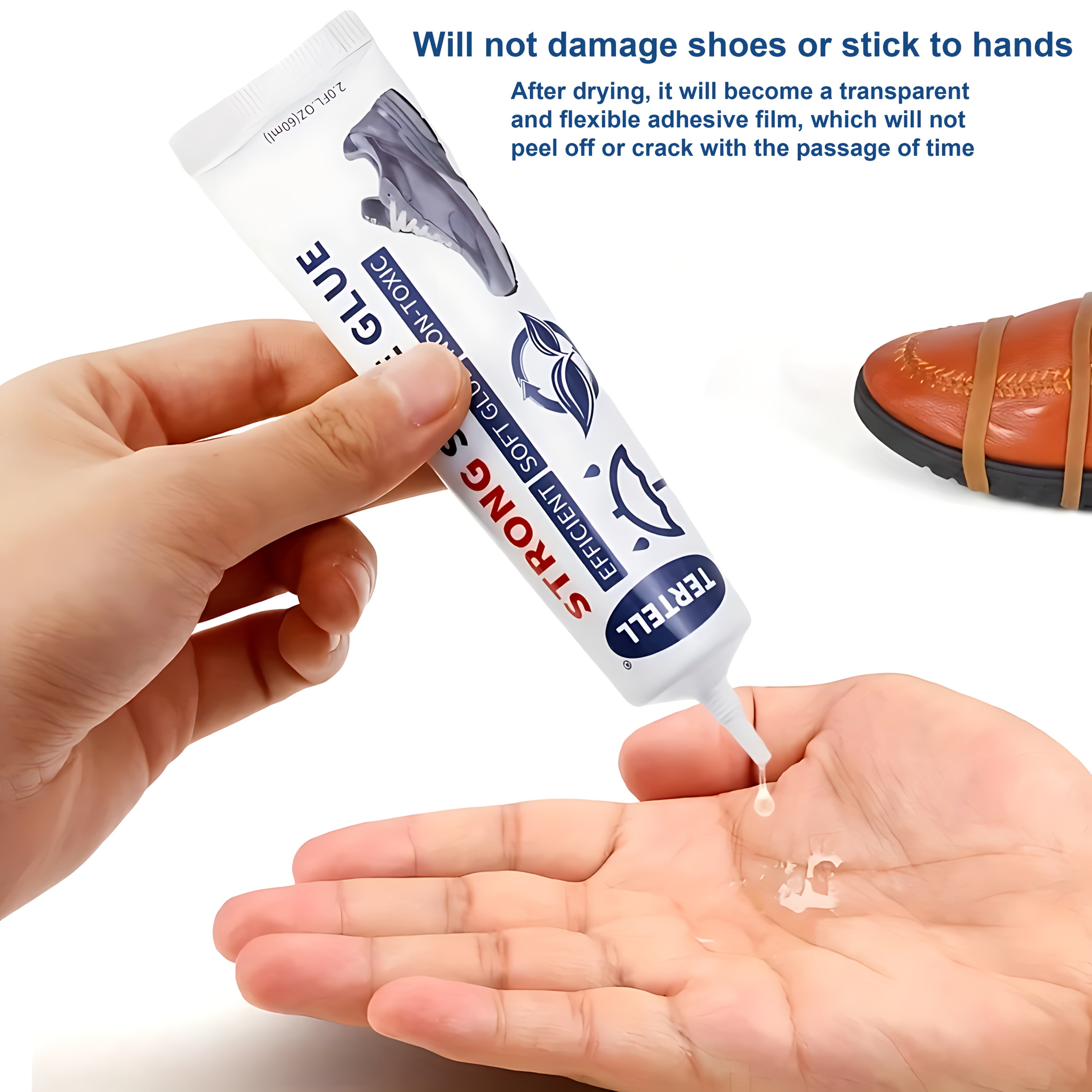 Strong Shoe Repair Glue for Sneakers Faux Leather Resin Crafts 2oz Flexible Bonding