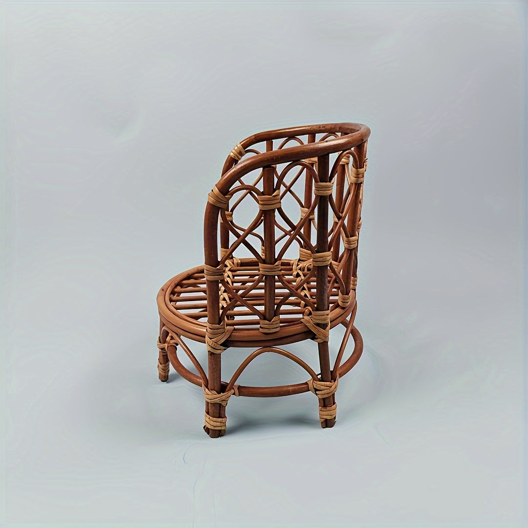 Kids Rattan Chair and Bamboo Basket Set for Photoshoots and Studio Sessions