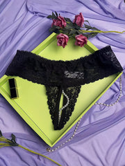 Panties tanga de perlas transparentes para mujer talla plus