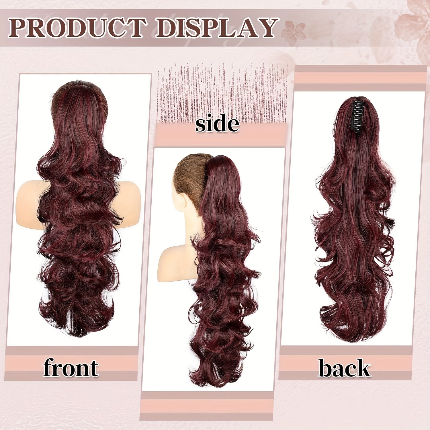Deep Wave Ponytail Extension 71cm Synthetic Hair Clip in Brown for Women